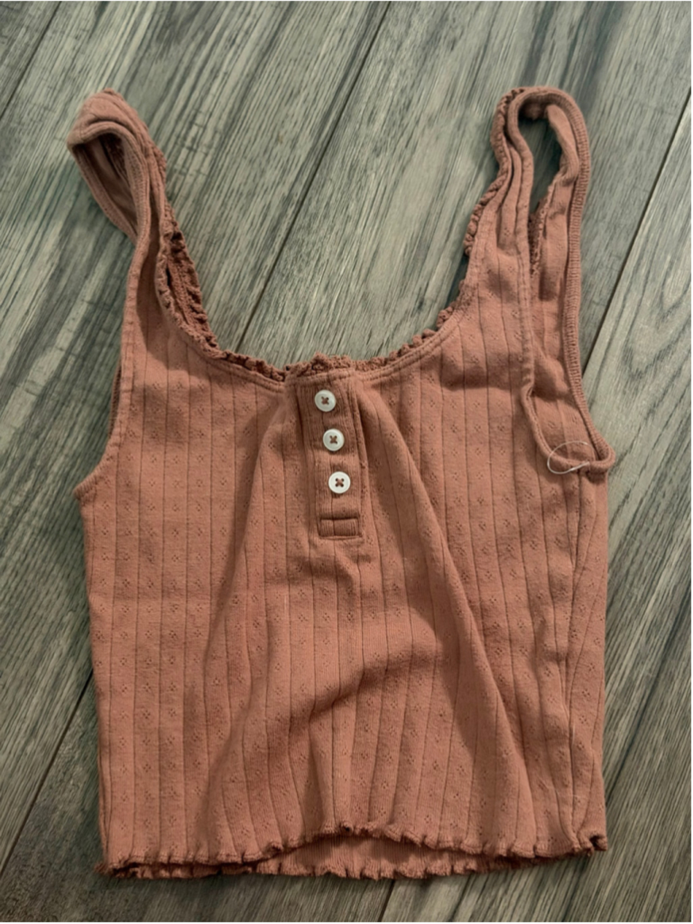 Women's American Eagle Pink Ribbed Button-Front Tank Top Size XS